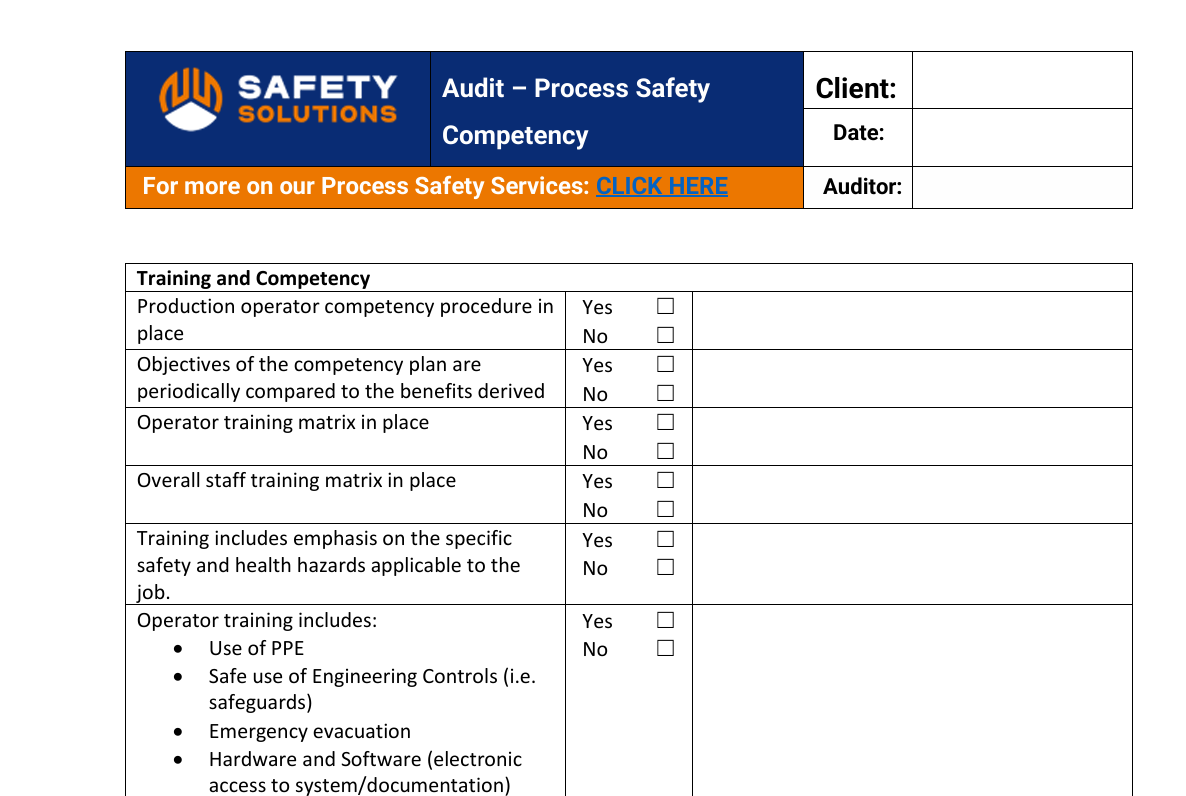 Process safety competency