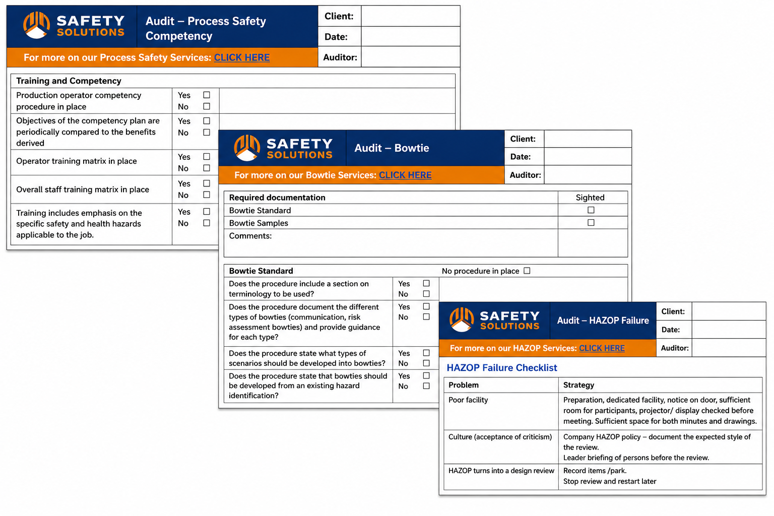 Process Safety Pack Checklists